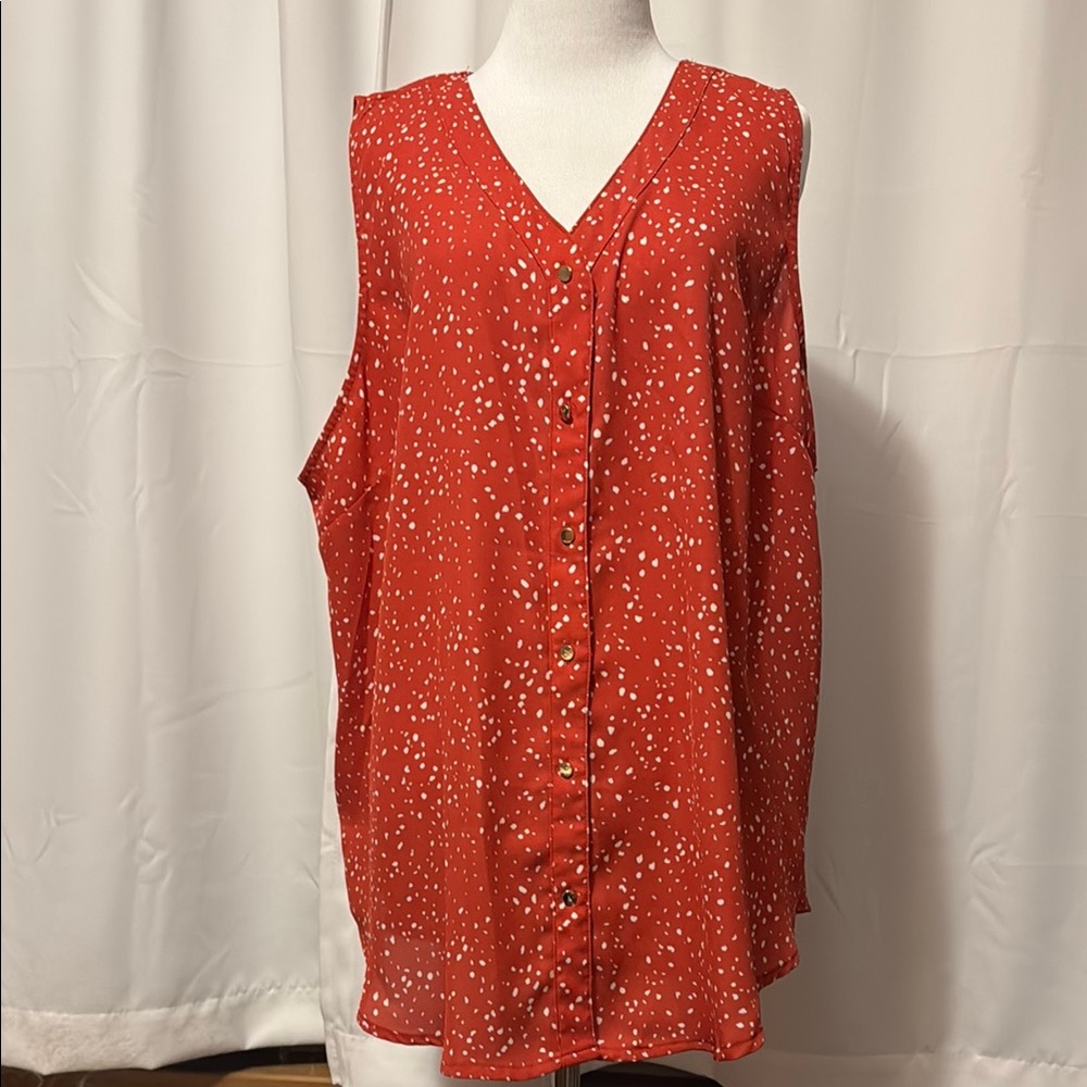 Women's Red Button-Down Top
